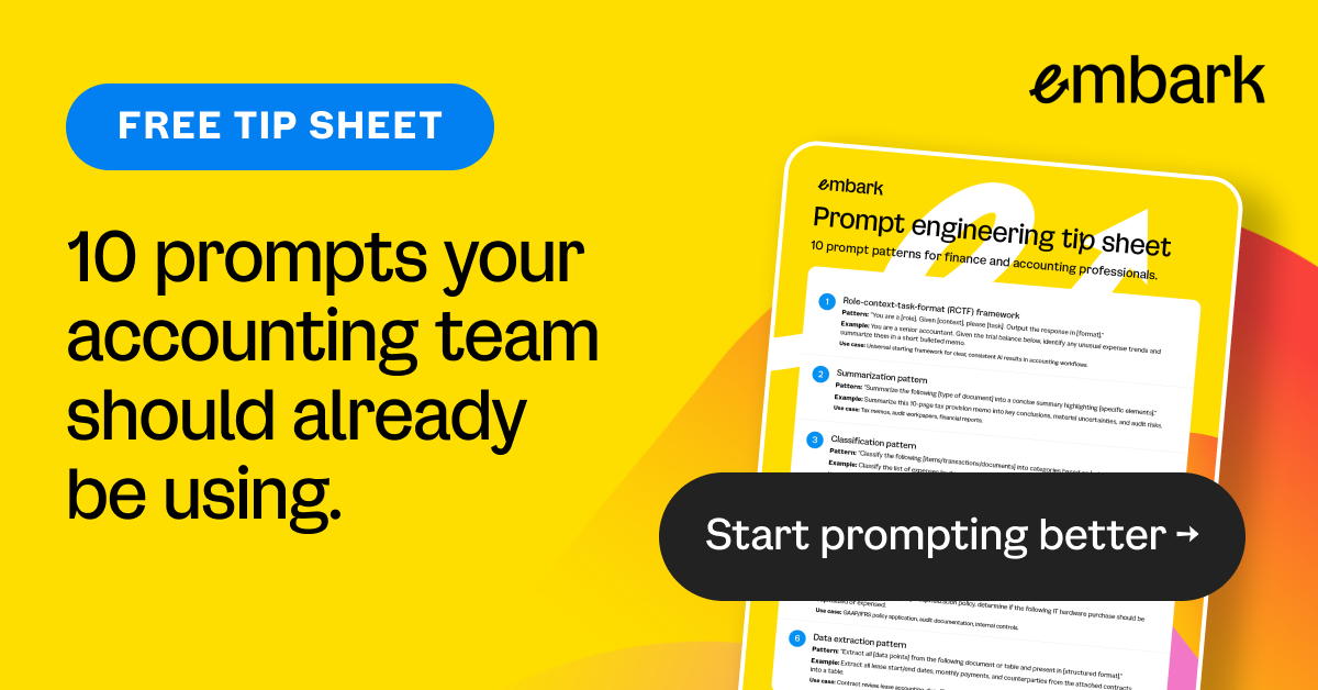 10 AI prompt patterns for finance and accounting | Resources | Embark